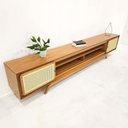 Ver imagem 3 de Rack Sala Tv até 75 Polegadas Ricco 273 Cm Laminado Portas Palhinha Mel