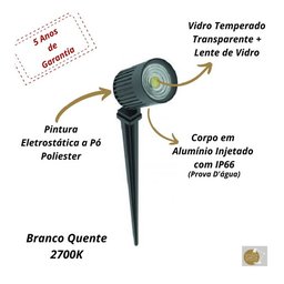 Espeto Jardim Interlight 6w 3026-s Preto 2700k - 2