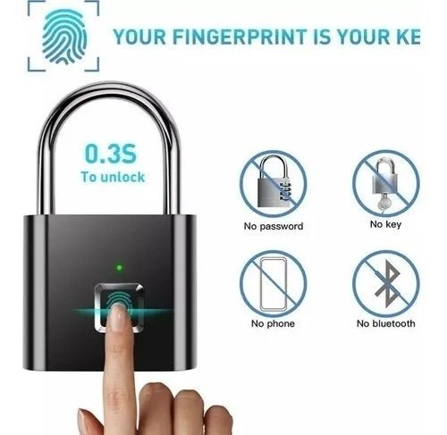 Cadeado Digital Biométrico Carga Usb Até 10 Usuários - 4