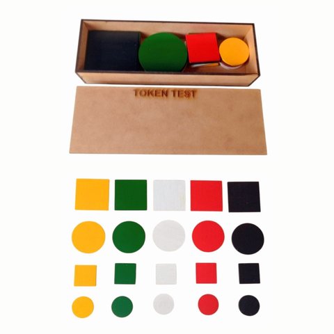 Token Test Educativos Pedagógicos Testes Neuro Psicológicos Brinquedos em Madeira Jogos Divertidos S