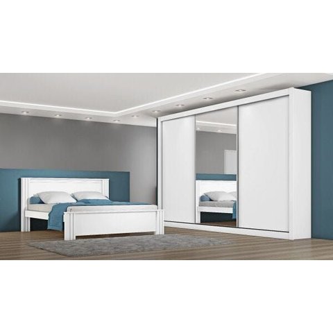 Guarda-roupa Toronto 3 Portas 1 Espelho Branco