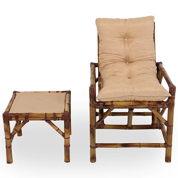 Cadeira de Bambu 1 Lugar com Almofada Nude - 1
