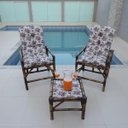 Ver imagem 2 de Kit Cadeiras de Bambu 2 Lugares com Almofadas Mini Rosa