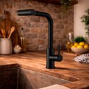 Ver imagem 2 de Torneira Gourmet Misturador Monocomando Cozinha de Bancada Extensível Inox 304 Preta Brinovar