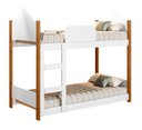 Ver imagem 1 de Cama Infantil Beliche Magia para Crianças Quarto com Grade de Proteção e Escada Moderna Cor Branco