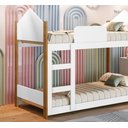 Ver imagem 3 de Cama Infantil Beliche Magia para Crianças Quarto com Grade de Proteção e Escada Moderna Cor Branco