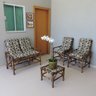 Kit Sofá de Bambu 4 Lugares com Almofadas Flor Marrom - 3