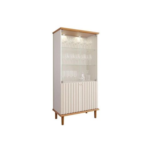 Cristaleira de Cozinha Luiza C- 4 Portas (2 de Vidro) Cinamomo-off White - Cimol