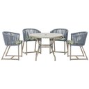 Ver imagem 1 de Mesa com 4 Cadeiras de Jantar Roma 100cm e Noronha em Aluminío Fendi Corda Nautica Estofado 5 Trama