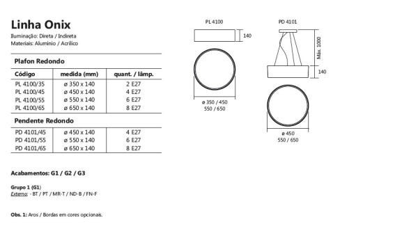 Plafon Nude com Mate 550x140Mm 6xe27 Onix 4100/55 Usina - 7