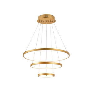 Lustre Pendente Moderno Anéis LED 3 Arcos Pé Direito Duplo