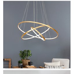 Lustre Pendente Moderno Anéis LED 3 Arcos Pé Direito Duplo - 3