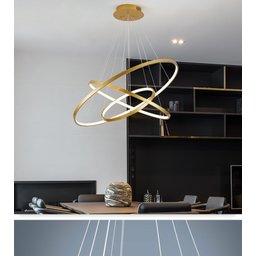 Lustre Pendente Moderno Anéis LED 3 Arcos Pé Direito Duplo - 2