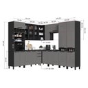 Ver imagem 4 de Cozinha Modulada Completa de Canto 8 Peças 519cm 18 Portas 2 Gavetas com Tampo Mônaco Chumbo/Titânio