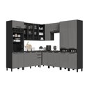 Ver imagem 3 de Cozinha Modulada Completa de Canto 8 Peças 519cm 18 Portas 2 Gavetas com Tampo Mônaco Chumbo/Titânio