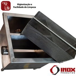 Caixa de Gordura Inox - Modelo 02 - Inox 304 - 30x30x25 Cm - 6