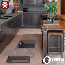 Caixa de Gordura Inox - Modelo 02 - Inox 304 - 30x30x25 Cm - 7