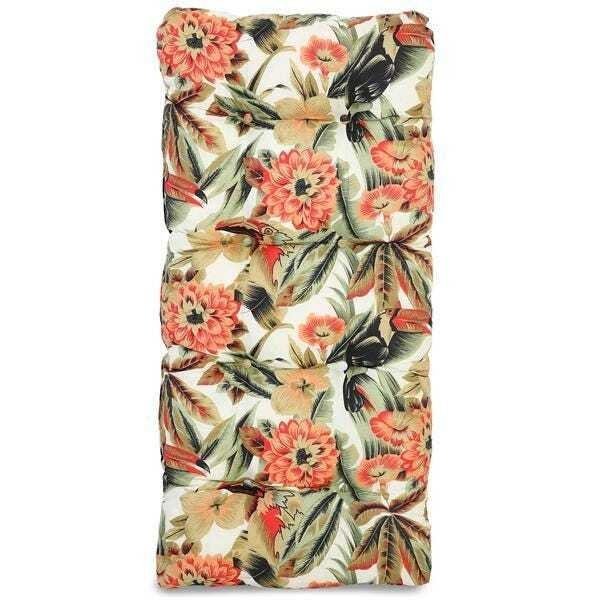 2 Cadeiras de Fibra Com Mesa e Almofadas Flores Laranja - 2