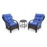 2 Cadeiras de Fibra Com Mesa e Almofadas Azul - 1