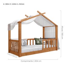 Cama Montessoriana Infantil Casinha Madeira Maciça - Mel - 2