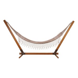 Suporte de Madeira com Rede de Descanso Bege