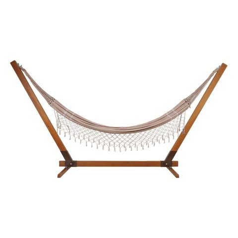 Suporte de Madeira com Rede de Descanso Bege