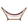 Suporte de Madeira com Rede de Descanso Vermelha - 1