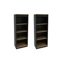 Ver imagem 2 de Kit 2 Estantes de Livros 4 Prateleiras 60x160cm Preto e Amêndoa