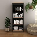 Ver imagem 5 de Kit 2 Estantes de Livros 4 Prateleiras 60x160cm Preto e Amêndoa