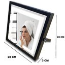 Ver imagem 2 de Espelho de Mesa Quadrado com Led 6000k - Touch - 28cm - Maquiagem - Moldura Preto Led Frio