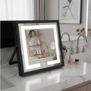 Ver imagem 3 de Espelho de Mesa Quadrado com Led 6000k - Touch - 28cm - Maquiagem - Moldura Preto Led Frio