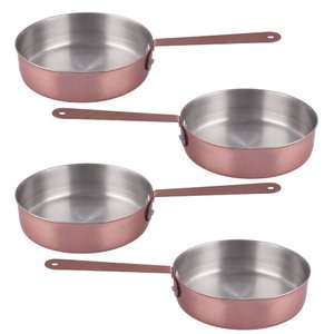Kit 4 Mini Frigideira Inox Servir Decorar Panelinha 11,5cm