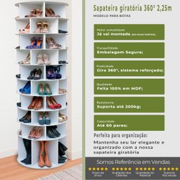 Sapateira Giratória com Divisória para Botas 2.25m Branca - 5