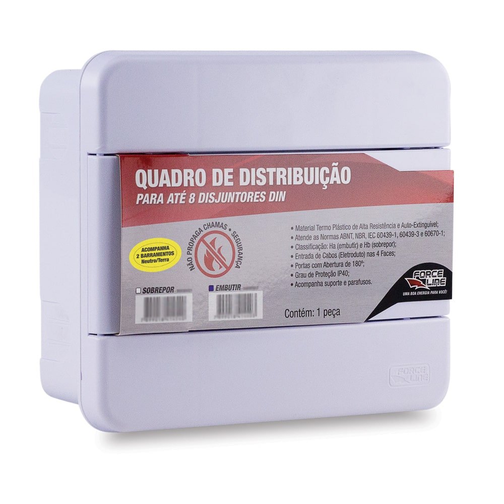 Quadro Distribuição 8 Disjuntor Din Embutir com Barramentos - 4