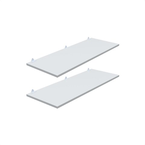 Kit 2 Prateleira Branca 90X30 + Suporte Flutuante Mdf  Organizadora Decoração Cozinha Banheiro Sala