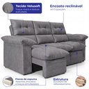 Ver imagem 3 de Sofá 3 Lugares Retrátil e Reclinável 2,00m Lyon Velusoft Cinza Cama Inbox