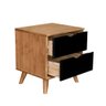 Mesa de Cabeceira 2 Gavetas de Madeira Maciça em Pinus em Cera Preto - 4