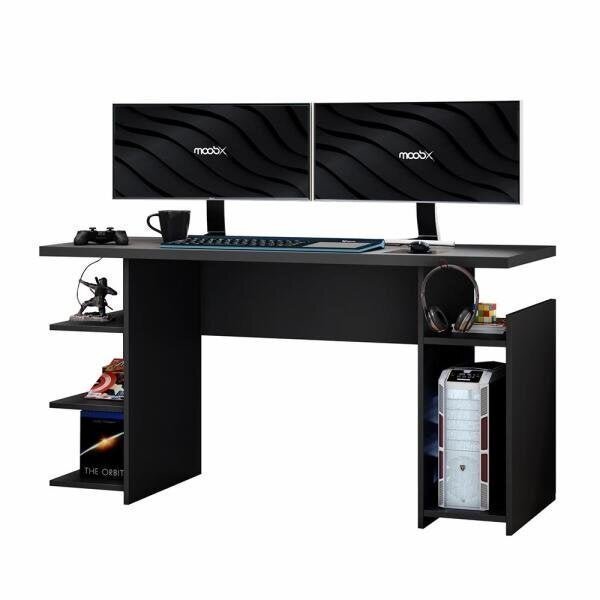 Mesa para Computador/Gamer Mx Preto com 5 Prateleiras e Gancho para Headset - 1