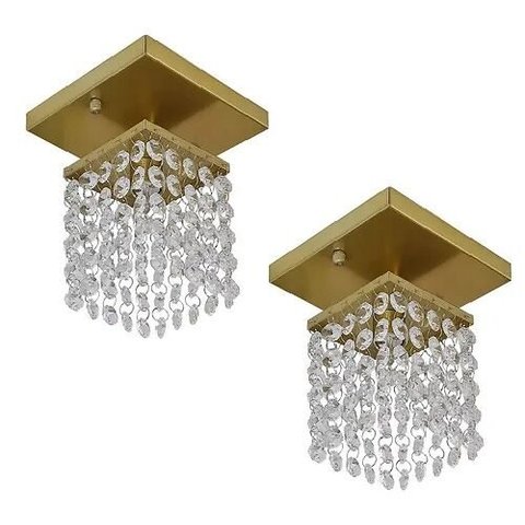 Kit 2 Lustre Legitimo Cristais Hall Lavabo Dourado