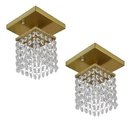 Ver imagem 1 de Kit 2 Lustre Legitimo Cristais Hall Lavabo Dourado