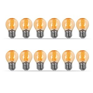 Kit 12 Lâmpadas Filamento Led Mini Globo G45 Âmbar 4w 110v
