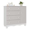 Ver imagem 4 de Cômoda Infantil 95cm 1 Porta e 4 Gavetas Dengo Multimóveis Mp4439 Branco/off White Branco/off