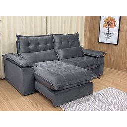 Sofá Retrátil Reclinável 2,50 M Cinza Escuro 3790 Macae - 4