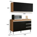 Ver imagem 3 de Conjunto Cozinha Balcão Pia e Armário Aéreo 3 Portas 120cm Amêndoa com Preto Andreia AJL