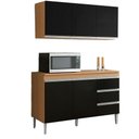 Ver imagem 4 de Conjunto Cozinha Balcão Pia e Armário Aéreo 3 Portas 120cm Amêndoa com Preto Andreia AJL