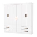 Ver imagem 3 de Guarda-roupa Casal Mondo 6 Portas 4 Gavetas Branco - Pnr Móveis