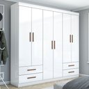 Ver imagem 1 de Guarda-roupa Casal Mondo 6 Portas 4 Gavetas Branco - Pnr Móveis