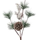 Ver imagem 6 de Kit 2 Galhos Natal Folhagens com Pinha e Berries Branco Nevado 46cm Decorativo - Magizi