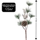 Ver imagem 5 de Kit 2 Galhos Natal Folhagens com Pinha e Berries Branco Nevado 46cm Decorativo - Magizi