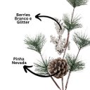 Ver imagem 3 de Kit 2 Galhos Natal Folhagens com Pinha e Berries Branco Nevado 46cm Decorativo - Magizi